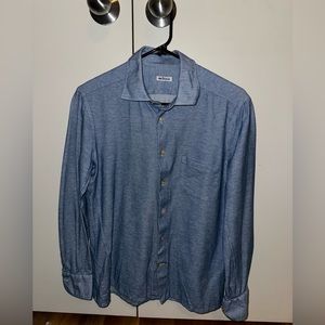 Kiton Napoli blue cotton button-down shirt size 15 3/4